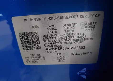 2024 Honda Prologue Elite from USA, damaged, VIN 3GPKHZRJ3RS532803